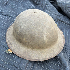 WWI British Original Brodie Steel Helmet w/ Liner & Chinstrap Militaria picture