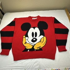 Vintage Mickey & Co. Mickey Mouse Sweater Disney Disneyworld Land Red XL #6755 picture
