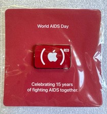 Rare Apple Computer World AIDS Day Magnetic Lapel Pin (Red) picture