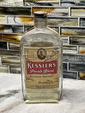 Vintage KESSLERS Blended Whiskey Pint Bottle With Original & VA ABC Store Labels picture
