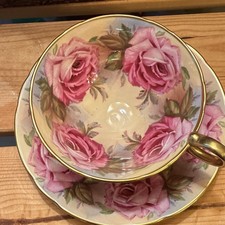 Rare Vintage Aynsley Teacup And Saucer  13 Cabbage Rose Design picture