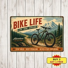 Bike Life Mountain Bicycle Cycling Trail Sport Slogan Metal Tin Sign 8x12 picture