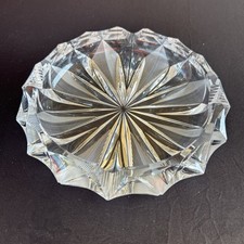 VTG 60s Lead Crystal Cigar  Ashtray Heavy Cut Glass Starburst 7.5