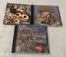 Lot- Zoo Tycoon 2, Disney Coaster Ultimate Ride, School Tycoon Pc Cd-ROM Bundle picture