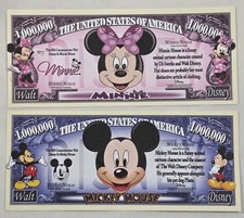 💥💙❤️DISNEY 1 MICKEY & 1 MINNIE MOUSE  $1,000,000 NOVELTY NOTES💥💙❤️ picture