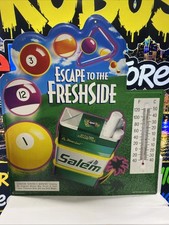 VTG SALEM CIGARETTES TIN METAL SIGN POOL BILLIARDS BALL THERMOMETER 16