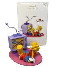 Hallmark TV Time The Simpsons Bart Jr. & Lisa Keepsake Ornament Light/Sound New picture