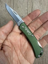 CABELA’S 440 AHC LOCKBACK FOLDING KNIFE GREEN MADE IN USA, EXCELLENT OA picture