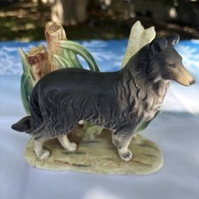 Vintage Ceramic Blue Merle Rough Collie Dog Figurine Nasco Japan RARE picture