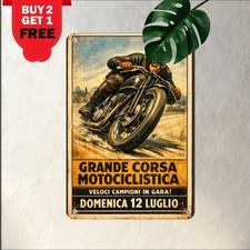 Retro 1924 Tourist Trophy Grand Prix Motorcycle Metal Tin Sign 8x12 picture