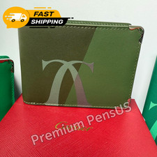 CARTIER Must De Cartier Dark Olive Green Bifold Wallet Vintage picture