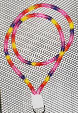 Native American Handmade Beaded Lanyard Necklace, Multicolor Seed Beads, ring picture