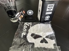 Harley-Davidson Willie G Skull Gas Pump Coin Bank & 20oz Glass Set COMPLETE MINT picture