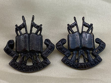Genuine pair WW1 Army Education Corps Officers Bronze OSD Collar badges w/lugs picture