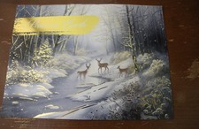 7 IN HALF INCHES  X  5 IN HALF INCHES THREE DEER IN WINTER PICTURE picture