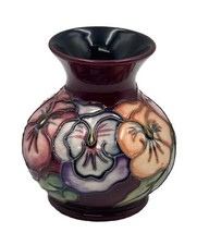 Moorcroft Vintage Small Vase - Pansy Design - Marked Moorcroft England. picture