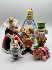 Vintage Disney Alice in Wonderland Ceramic Figurines Rare Set of 6 picture