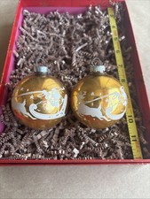 Vintage Corning Early Shiny Brite Santa Reindeer Sleigh Glass Christmas Ornament picture