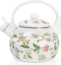 Jucoan 2.3 Quart Vintage Enamel Tea Kettle, Whistling Tea Kettle for Stove Top picture