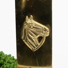 VTG wall mount brass long match holder w/ horse 13