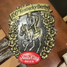 1 Falls City Beer 100th Kentucky Derby Horse Jockey Hanging Wall Sign Plaque picture