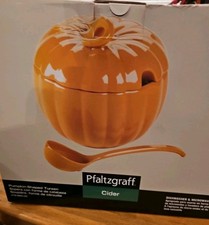 Large Pfaltzgraff Orange Fall Pumpkin Cider Tureen With Lid And Laddle picture