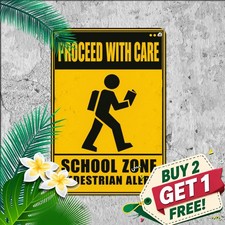 High Contrast Pedestrian Safety Traffic Crossing Sign Retro Metal Tin Sign picture