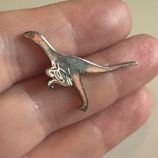 Vintage Velociraptor Raptor Dinosaur Copper-Tone Enamel Lapel Hat Pin Tie Tack picture