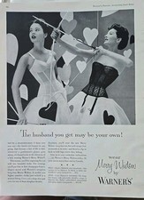 1956 women's Warner's Merry Widow Black White Bras Bow Arrow vintage fashion ad picture