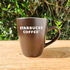 Starbucks - 2008 Coffee Mug/Cup - Matte Brown With White Letters - 12 fl oz picture