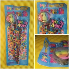 Lisa Frank Jumbo Eraser Pencils Stickers Vintage New Sealed Friends 4 Ever 90's picture