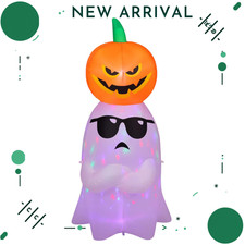 NEW 6.2FT Halloween Inflatable Ghost with Pumpkin Outdoor Yard LED Decor picture