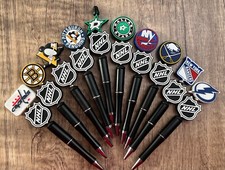 Sports Handmade beaded pens.  Hockey. Collect, gifts, gift basket filler picture