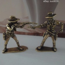 Vintage Pair of Brass Cowboy Statues Vintage Collectible Figurines Western Decor picture