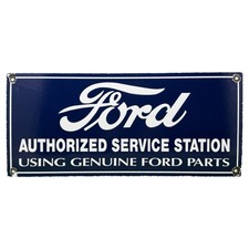 VINTAGE FORD AUTHORIZED SERVICE STATION PORCELAIN SIGN GENUINE FORD PARTS GARAGE picture