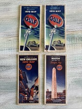 1950'S Gulf The Orange Sign Road Maps (4) New Orleans Boston Georgia AK/Miss Lou picture