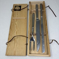 MCM VTG 1950s Amboss Austria 2050 Carving Set Helmut Alder Stainless Wood Box picture