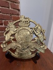 Vintage Royal Arms of Great Britain Brass Trivet Lion Unicorn Coat of Arms Crest picture