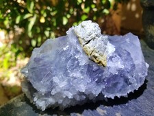 YGX Clear Blue Fluorite Cubes Rainbow Clear Quartz Crystal Cluster UV, 413g picture