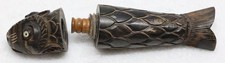 Vintage Japanese Carved Boxwood Needle Case - Koi Fish picture