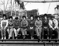 Line up of Women Ship Building Welders Rosie the Riveter 8x10 Photo WW II 820 picture