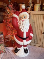 Blow Mold Waving Dancing Santa General Foam Mold Stands 40” Inches Tall picture