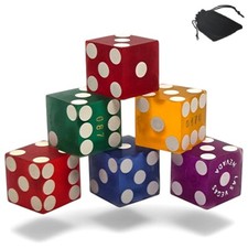 Deluxe Lot of (6) Large Authentic Casino Dice Frosted Finish + Storage Pouch picture