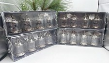 LOT 4BOXES Vtg 2001 Dept 56 Set 4 Silver Pinwheel Spinner Birdcage Ornaments picture