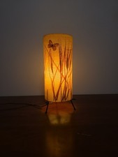 Vintage MCM Fiberglass Table Lamp Butterfly Cattail Botanical Tripod Base picture