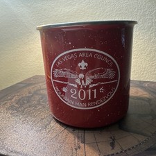 red speckled enamel mug commemorates the 2011 Mountain Man Rendezvous. picture
