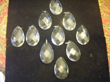 Vintage Large Crystal Tear Drop Chandelier/ Lamp/ Craft Prisms SET of 10 picture