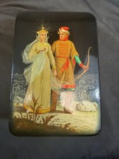 Vintage Palekh Russian Lacquer Art Painted Box Signed With Certificate picture