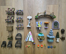 Fairy Garden Resin Figurine Lot w/ Bridge, Door, Tent, Furniture, 3D picture