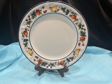One (1) Bountiful by Nancy Calhoun 10 1/2” Dinner Plate (Fruits with Blue Trim) picture